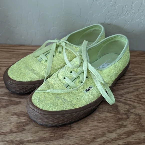 Vans Glitter Neon Green Yellow Ice Cream Low Top Shoes - Picture 3 of 7